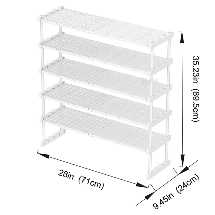 5-Tier Shoe Rack Expandable ak Plak Boukl